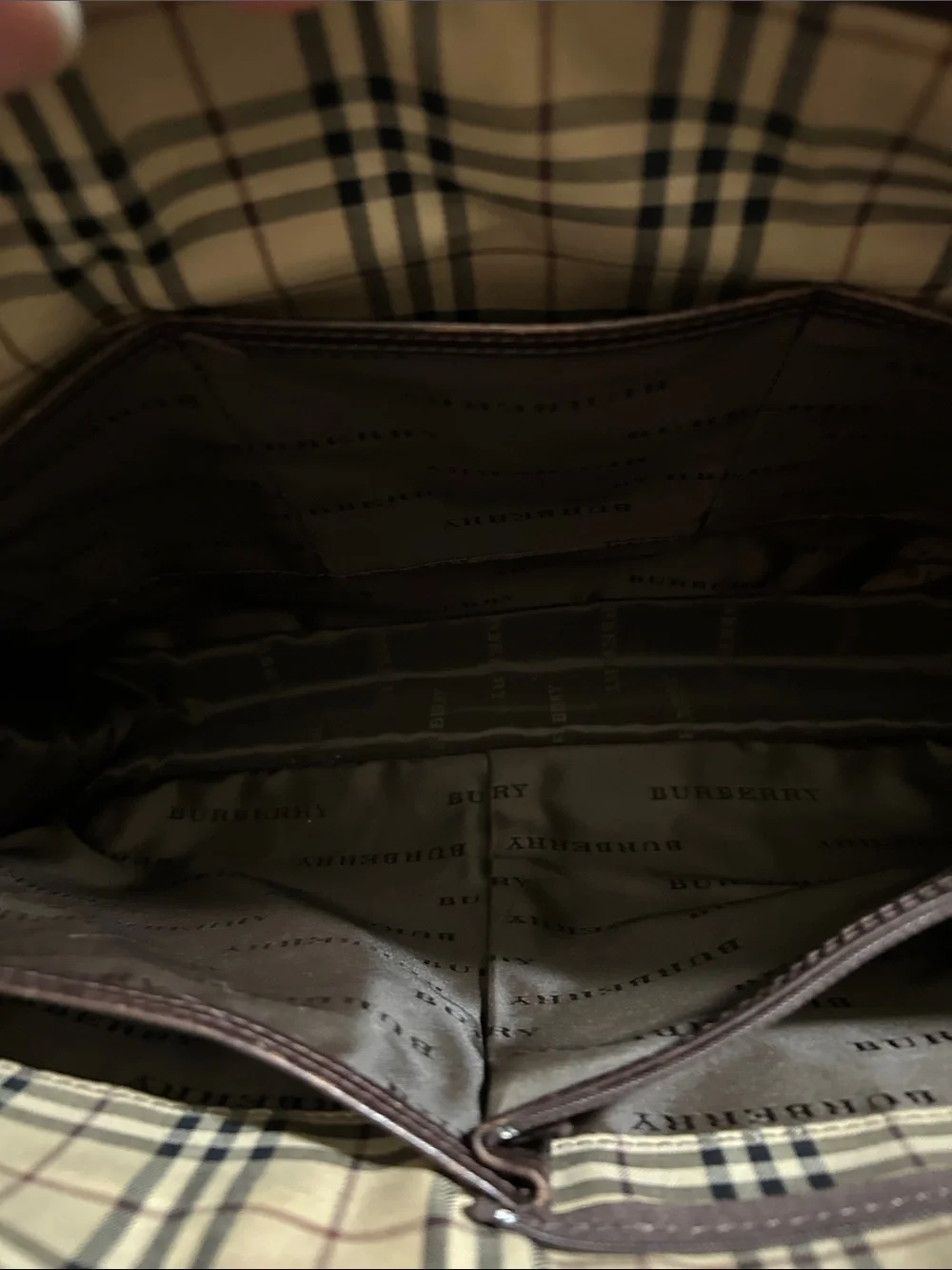 Burberry Dark Brown Leather Briefcase with Top Handles